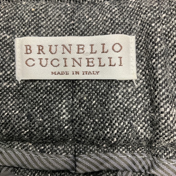 BRUNELLO CUCINELLI CHARCOAL WOOL TWEED LUXURY JOGGING TROUSERS WITH MONILI - Picture 4 of 5